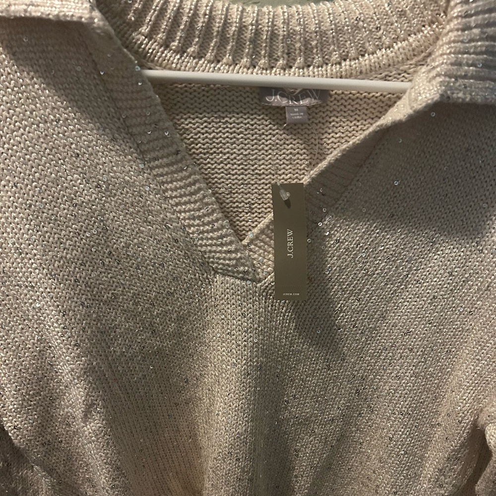 Beige sequin J Crew sweater